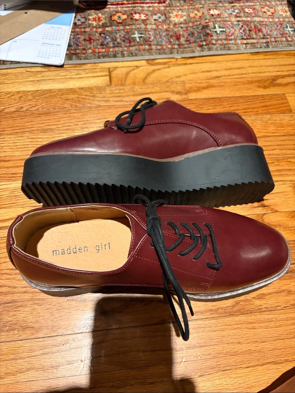 Madden Girl Wine Burgundy Leather Derby Oxfords